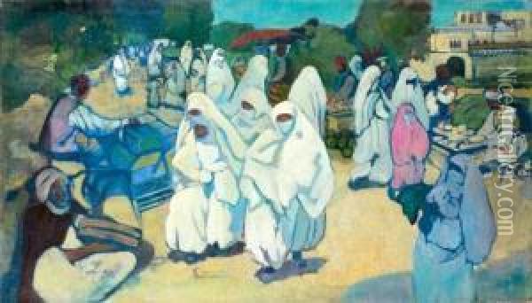 Place De L'amiraute, Alger Oil Painting - Leon Cauvy
