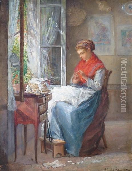 Seamstress Oil Painting - Pauline Elise Borges