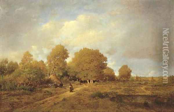 Porteuse de fagots Oil Painting - Etienne-Pierre Theodore Rousseau