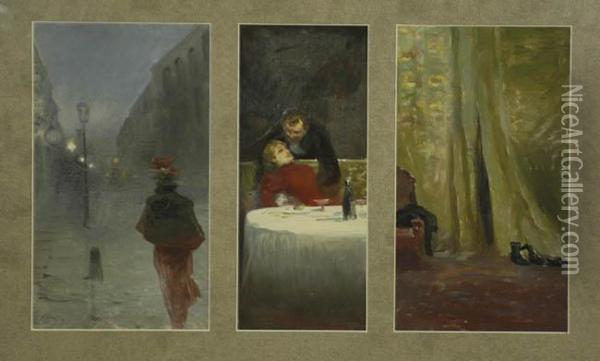 Tryptyk- Uwiedziona, 1899 R. Oil Painting - Konstanty Gorski