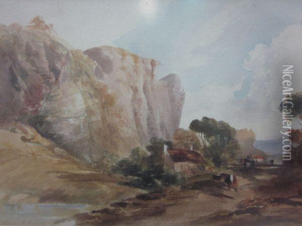 Creswell Crags Oil Painting - John Moyer Heathcote