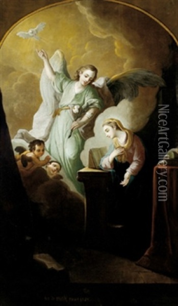Die Verkundigung An Maria Oil Painting - Josef Adam Ritter von Moelk