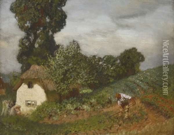The Cottage Garden Oil Painting - Sir George Clausen