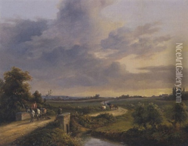 Sommerlandschaft Oil Painting - Jean-Baptiste de Jonghe