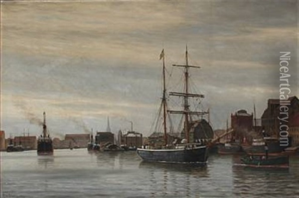 Entering Copenhagen Harbour Oil Painting - Christian Blache