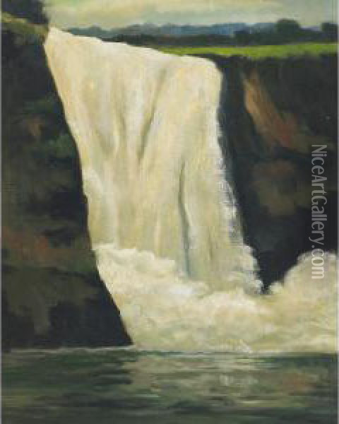 Takaca (sic) Falls, B.c. Oil Painting - John A. Hammond