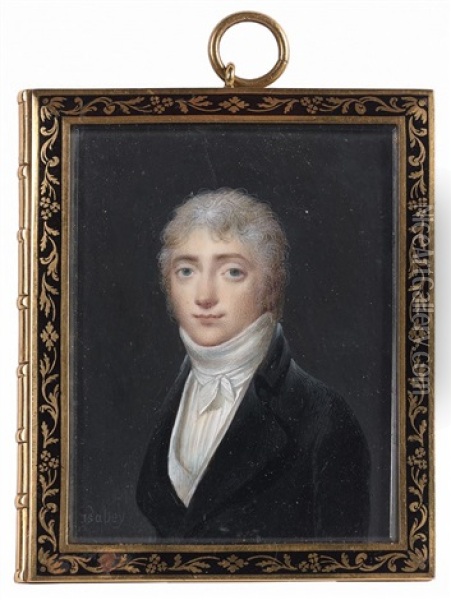 Portrait D'homme En Redingote Sombre Sur Fond Gris Oil Painting - Jean-Baptiste Isabey