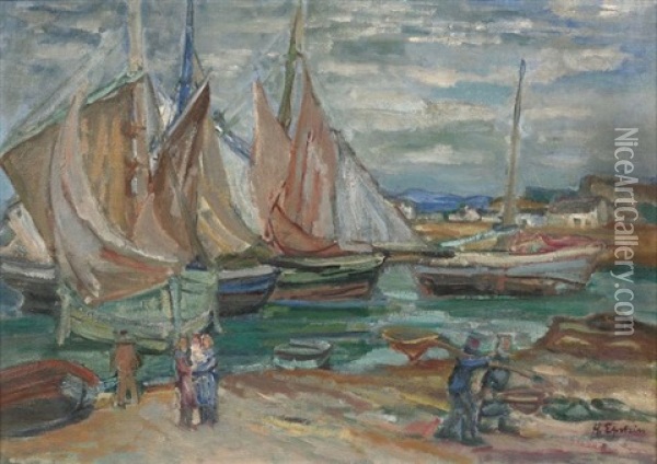 Bateaux Et Pecheurs Oil Painting - Henri Epstein