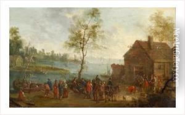 Scene De Port En Flandres Oil Painting - Mattijs Schoevaerdts
