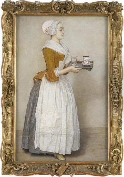 Das Schokoladenmadchen. Oil Painting - Etienne Liotard
