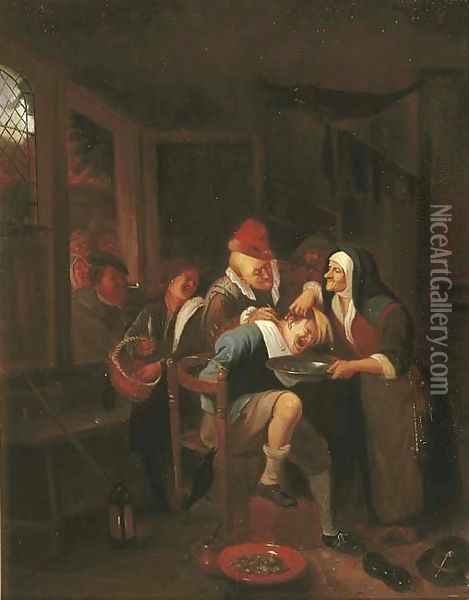 Cutting for the Stone Oil Painting - Jan Steen