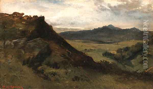 Vue de montagne, Auvergne Oil Painting - Theodore Rousseau