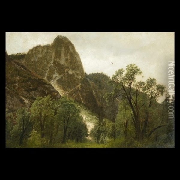Sentinel Rock In Yosemite Oil Painting - Hermann Herzog