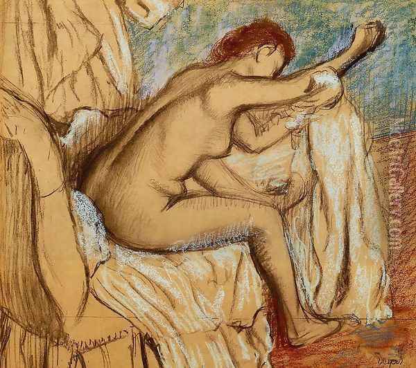 Woman Drying Herself IV Oil Painting - Edgar Degas