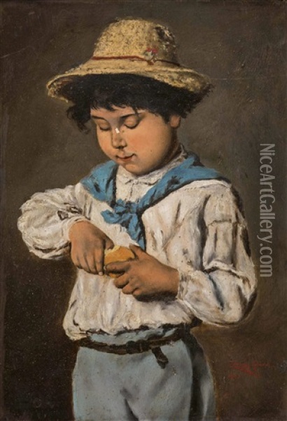 Dreiviertelbildnis Eines Jungen Knaben Oil Painting - Lorand (Roland) Zubriczky