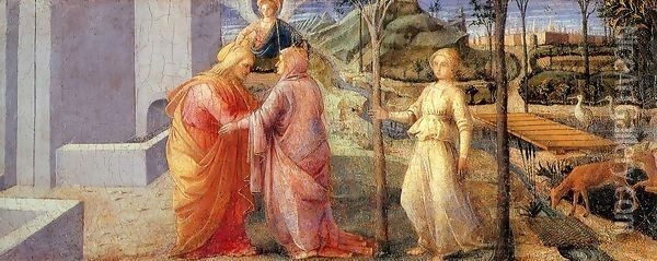 Meeting of Joachim and Anna at the Golden Gate Oil Painting - Fra Filippo Lippi