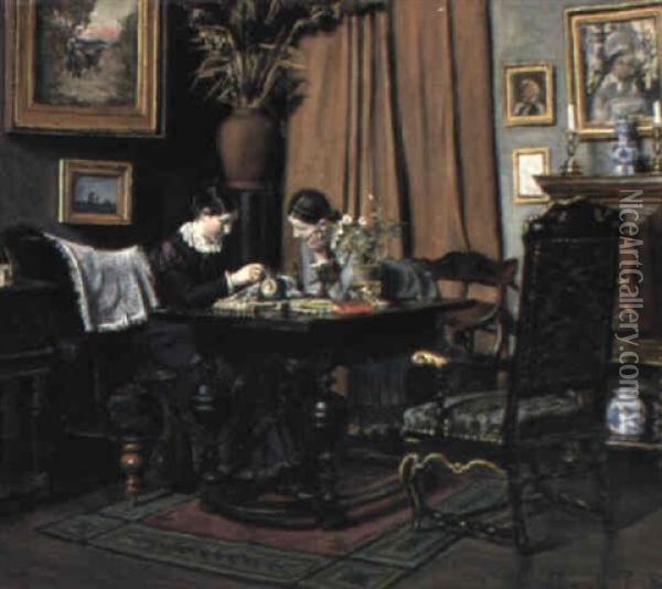 The Lacemakers Oil Painting - Thorolf (Frederik Paludan-Mueller) Petersen