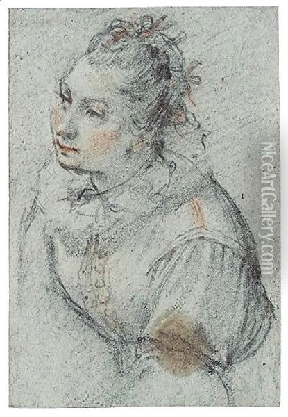 Half-Length Study Of A Woman Oil Painting - Alessandro di Agostino Casolani