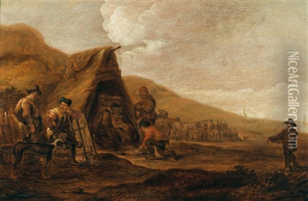 A Camp On A Shore Oil Painting - Cornelis de Bie