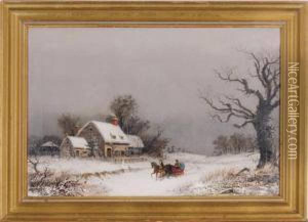 A Wintery Day Oil Painting - William Velde Van De Bonfield