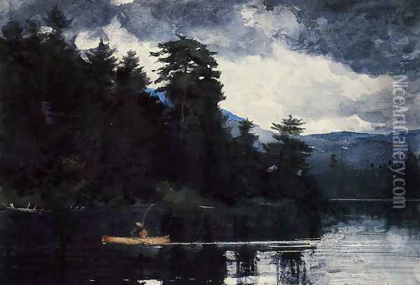 Adirondack Lake Oil Painting - Winslow Homer