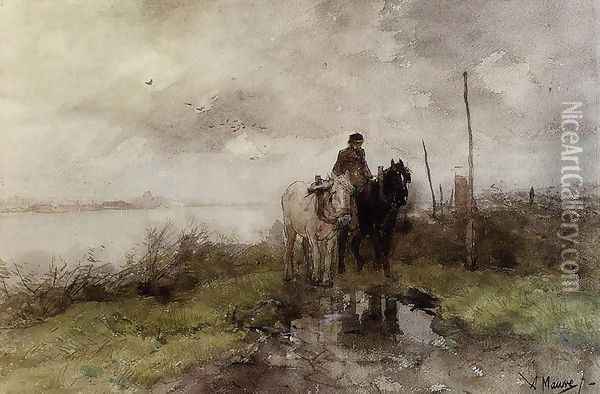 The Country Road Oil Painting - Anton Mauve