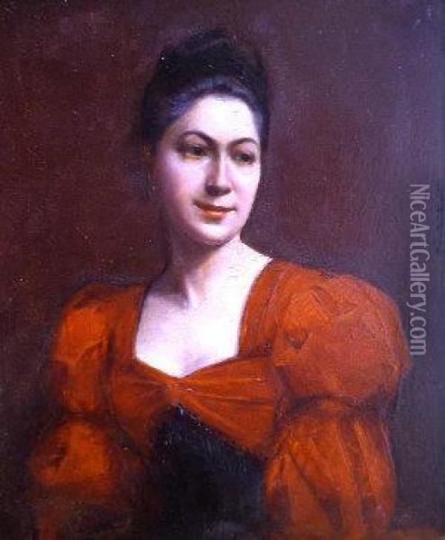 Length In A Red Dress Oil Painting - Carolus (Charles Auguste Emile) Duran