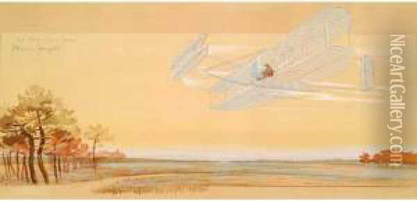 Wright Au Camp D' Avours. 1908. Oil Painting - Ernest Montaut
