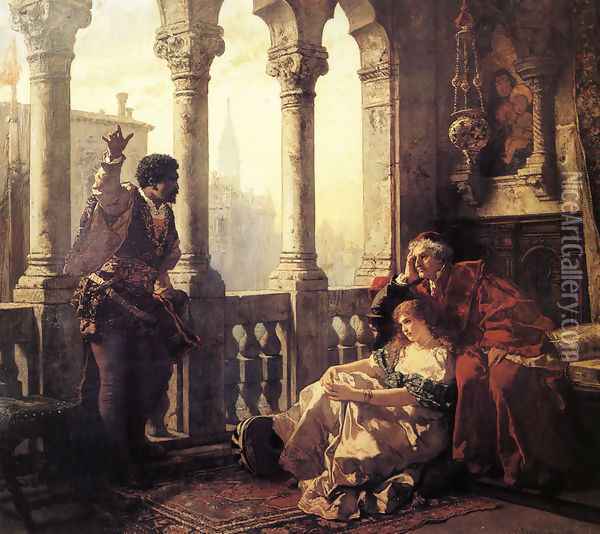Othello Relating His Adventures to Desdemona Oil Painting - Carl Ludwig Friedrich Becker