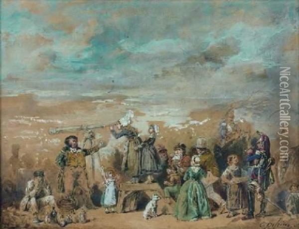 La Longue Vue Durant Le Siege De Paris Oil Painting - C. Delrieux