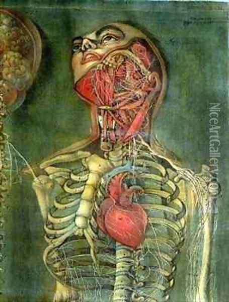 Throat and heart plate from Anatomy of the Visceras dissected Oil Painting - Jacques - Fabien Gautier - Dagoty
