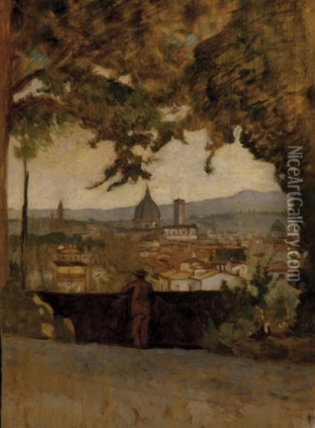 Panorama Di Firenze Da Montughi Oil Painting - Odoardo Borrani