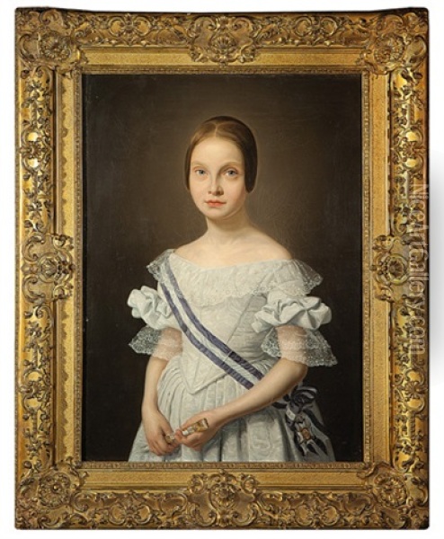Reina Isabel Ii Nina Con Abanico Oil Painting - Federico de Madrazo y Kuntz