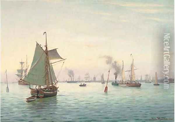 Shipping off Copenhagen Oil Painting - Johann Neumann
