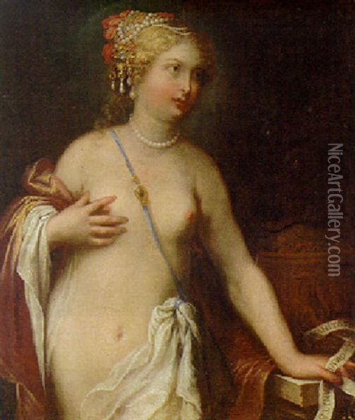 A Personification Of Vanity Oil Painting - Pietro (Libertino) Liberi