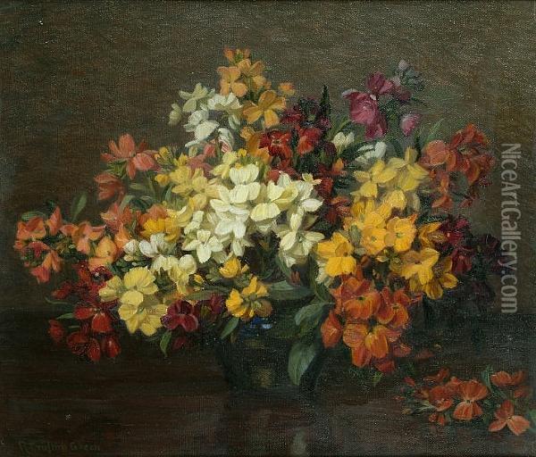 Wallflowers Oil Painting - Richard Crafton Green