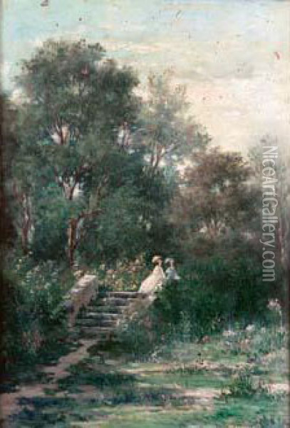 Promenade Dans Le Parc Oil Painting - Emile Louis Vernier