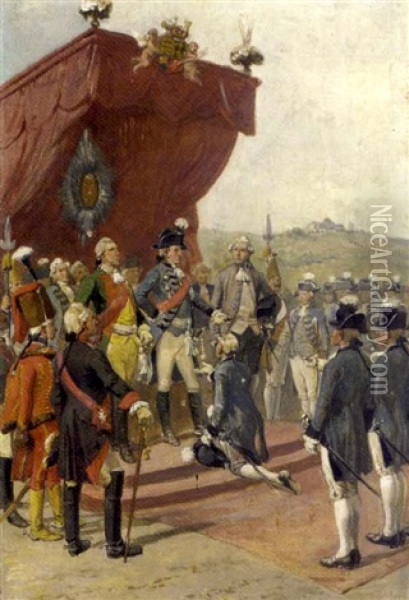 A Military Ceremony Oil Painting - Louis (Ludwig) Braun