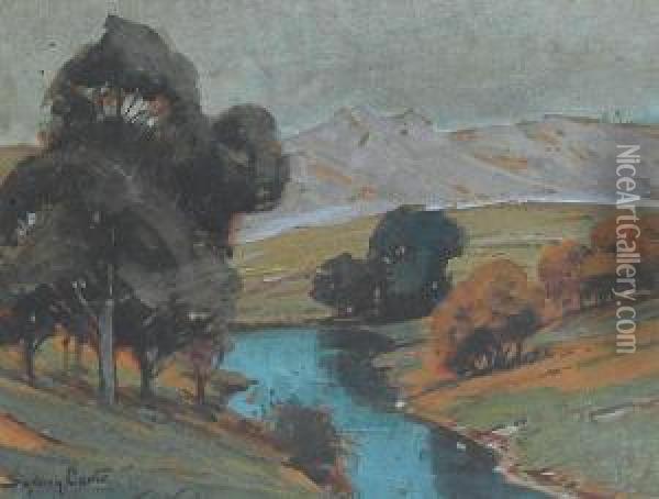 Riverscape Oil Painting - Sydney Carter