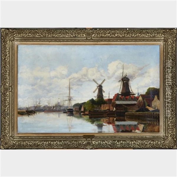 On The Scheldt Oil Painting - George Hendrik Breitner