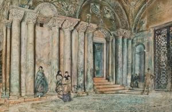 Die Vorhalle Von San Marco In Venedig Oil Painting - Rudolf Ritter von Alt