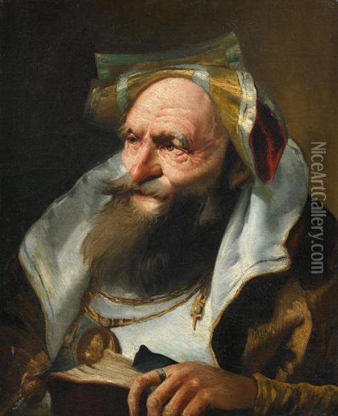 Kopf Eines Gelehrten Oil Painting - Giovanni Domenico Tiepolo