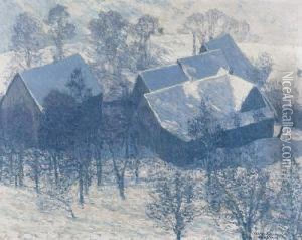 Winterliche Landschaft In Vorarlberg. Oil Painting - Charles Joh. Palmie
