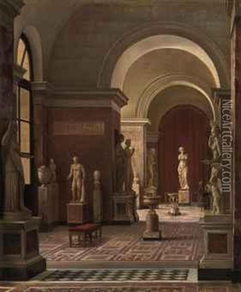 Sculpture Hall In The Louvre With The Venus De Milo In Thebackground Oil Painting - Morten Jepsen