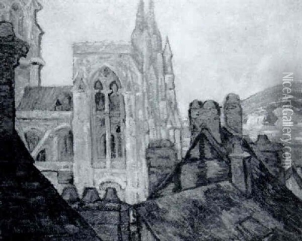 La Cathedral De Rouen Oil Painting - Pierre Dumont