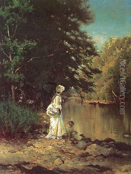 Anna Parton 1880 Oil Painting - Ernest Parton