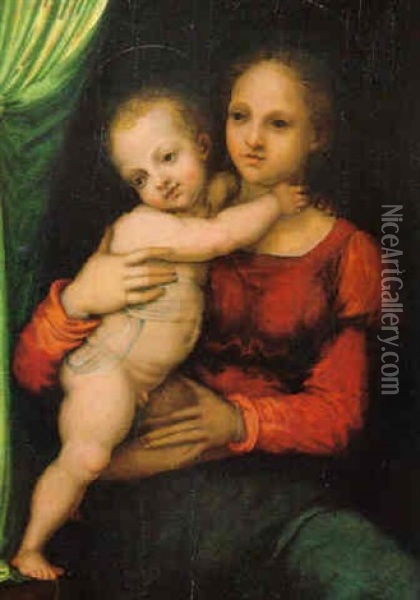 Madonna Con Bambino Oil Painting - Domenico Puligo
