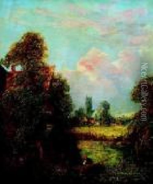Paysage Anime Au Moulin Oil Painting - John Constable