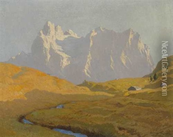 Blick Auf Das Karwendelgebirge Oil Painting - Albert Stagura