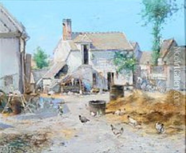Vieilles Fermes En Artois Oil Painting - Eugene Louis Gillot
